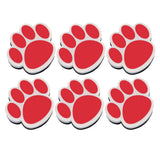 Ashley Productions Magnetic Whiteboard Eraser, Red Paw, Pack of 6