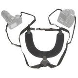 OP/TECH USA Dual Harness 3/8 Regular – Interchangeable Camera Shoulder Strap Harness with Quick Disconnects and Control-Stretch Backing, Made in USA, Black