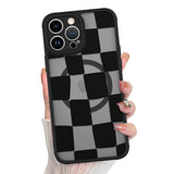 KANGHAR for iPhone 14 Pro Max Case Checkered Matte Aesthetic Cute Pattern Magnetic [Compatible with Magsafe] Slim Shockproof Ful