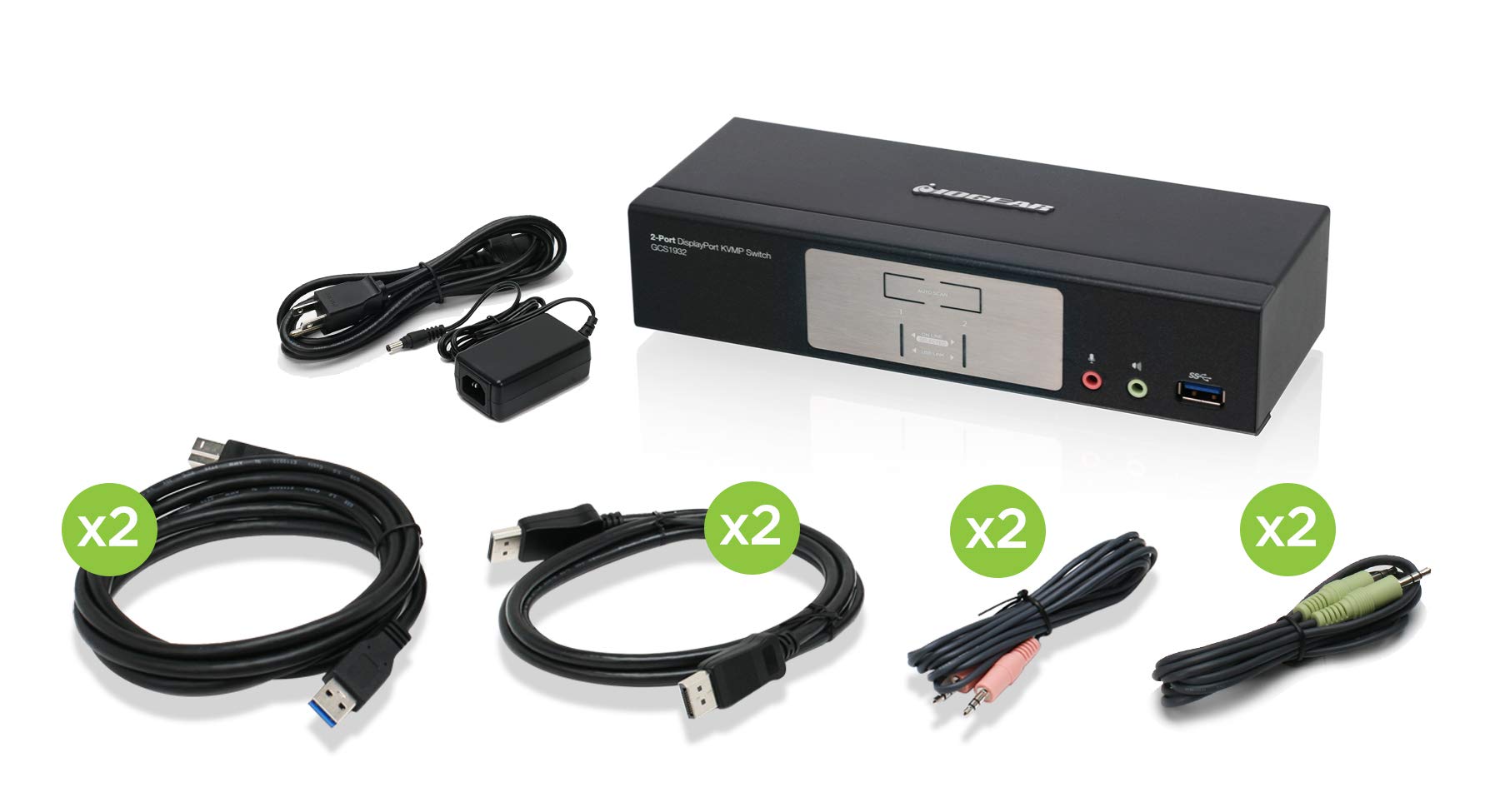 IOGEAR 2-Port DisplayPort KVMP Switch - 4K 60Hz - 2-Port USB 3.1 Hub 5Gbps - Keyboard Mouse Input - 7.1 HD Audio - Front Panel S