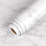 LACHEERY Large Wide 160 x 36 inch Extra Thick Grey White Contact Paper Marble Peel and Stick Wallpaper for Countertops Cabinets 