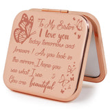 PDOZV Small Compact Mirror, Rosegold Square 2.8 2.8Metal Frame Smooth Style Double Sided Mini Magnifying 1X/2X Mirror fo
