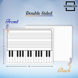 11 x 14 Inch Keyboard Practice Dry Erase White Board Lapboard l Durable Portable Double Sided Music Whiteboard for Kids Students