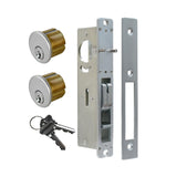 Storefront Door Lock Hook Deadbolt Solid Brass Cylinder Combo Keyed Alike for Aluminum Zinc Alloy Shop Doors (Silver, Hookbolt D