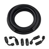 EVIL ENERGY 12AN Fuel Line Kit, AN12 Nylon Braided Fuel Line Hose Fitting Kit CPE 12FT Black