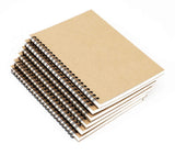 6 Pack Brown Cover Spiral Notebook, Blank Sketch Book Pad, Subject Notebooks,50 Sheets (100 Pages)8.27X 5.59Inch,A5 Size Notebo