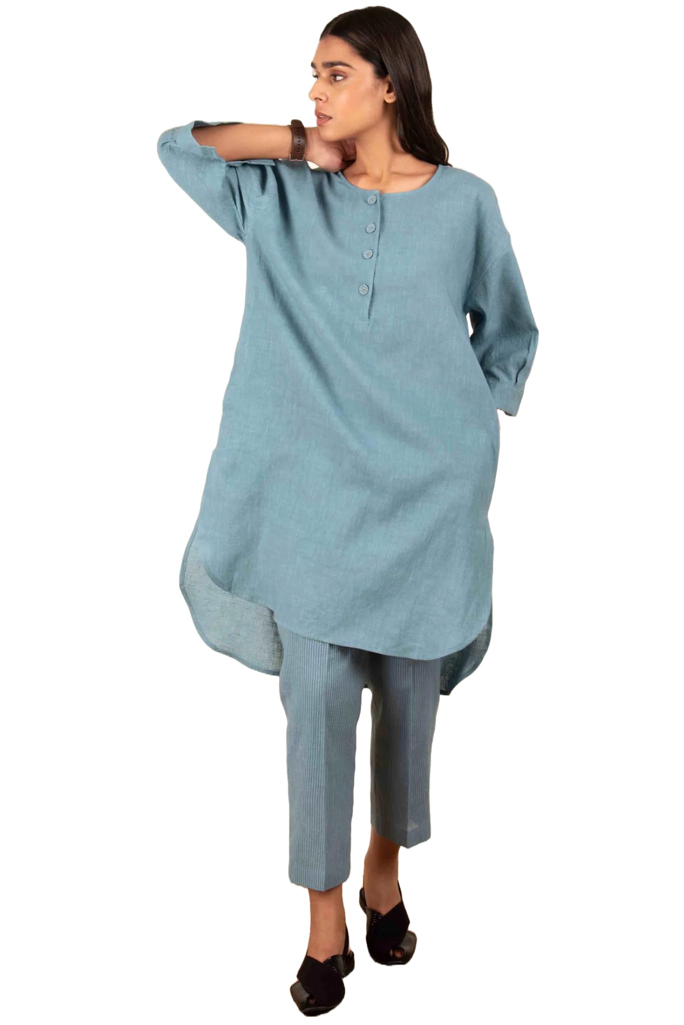 Anni Designer Women'S Rayon Blend Straight Solid Kurta With Pant (Nanital Blue_Xxl_Blue_Xx-Large),Blue,2XL