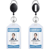 Teskyer 2 Pack Heavy Duty Retractable Badge Holders with Carabiner Reel Clip and Extra Thick Clear Name Tag ID Card Holders, Ver