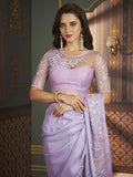 Satrani Womens Pure Chiffon Saree (3568S127N_Lavender)