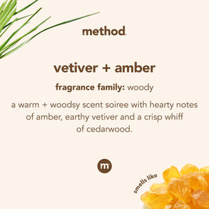 Method Gel Hand Soap, Vetiver + Amber, Reusable Black Aluminum Bottle, 12 Oz, 3 Pack