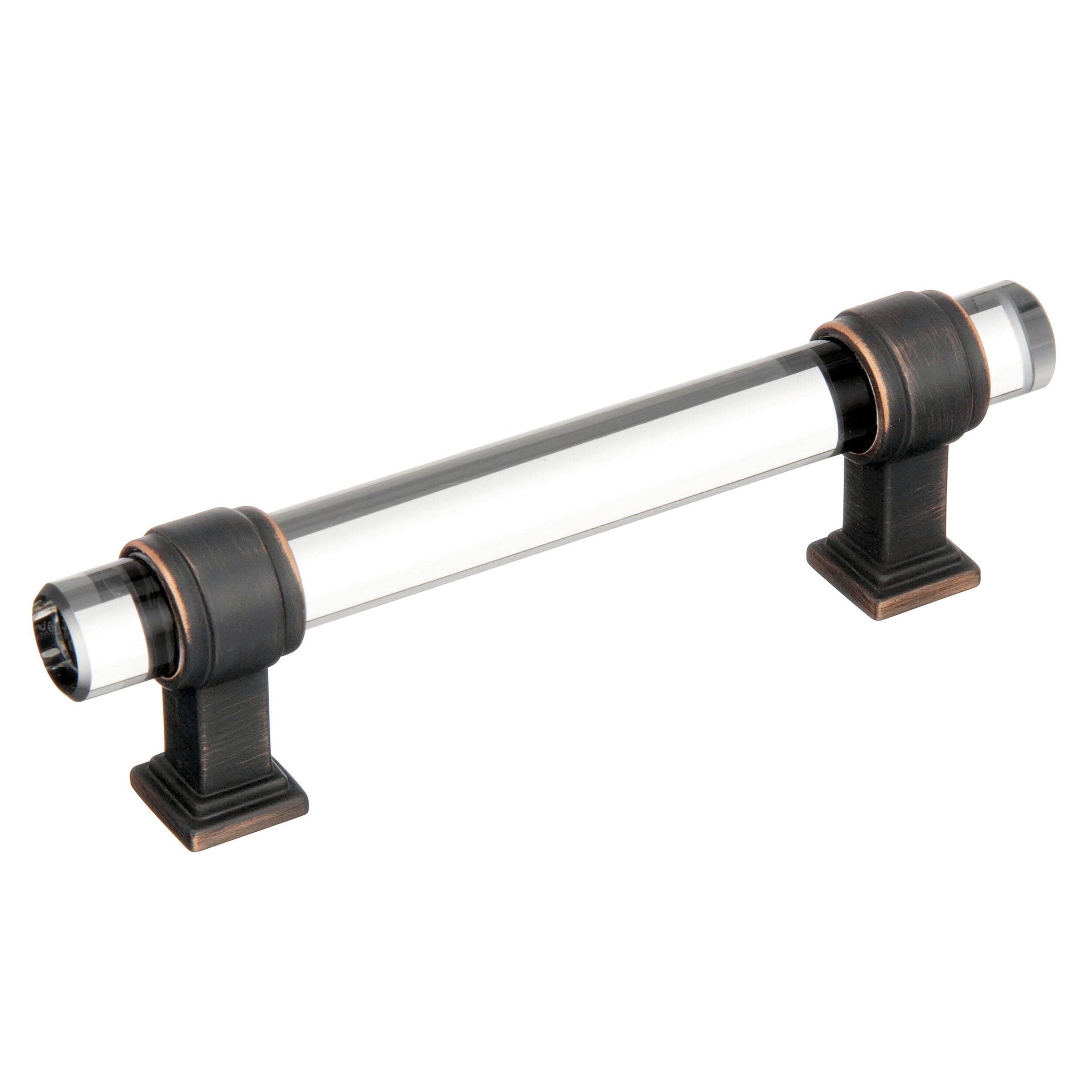 Amerock | Cabinet Pull | Clear/Oil-Rubbed Bronze | 5-1/16 Inch (128 Mm) Center To Center | Glacio | 1 Pack | Drawer Pull | Drawe