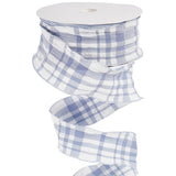 CABODYALS 20 Yards 1.5 Inch Blue White Buffalo Plaid Ruffle Ribbon Double Ruffled Edge Chiffon Pleated Checkered Gingham Fabric 
