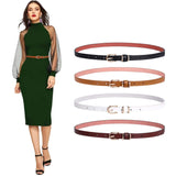 Galeno Western Belt Metal Buckle Cowgirl Belts For Jeans, Plain Casual Sleek Belts For Women/Girls (Black+White+Brown+Maroon)
