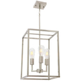 VINLUZ 3 Light Classic Indoor Chandelier Brushed Nickel Finish Foyer Lantern Pendant Lighting for Hallway Kitchen Dining Room
