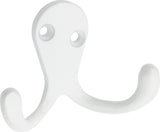 National Hardware N248-385 V163 Double Clothes Hooks in White, 2 pack