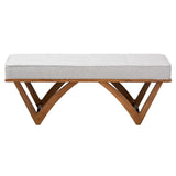Baxton Studio Chenoa Gray Boucle Fabric And Walnut Brown Wood Bench