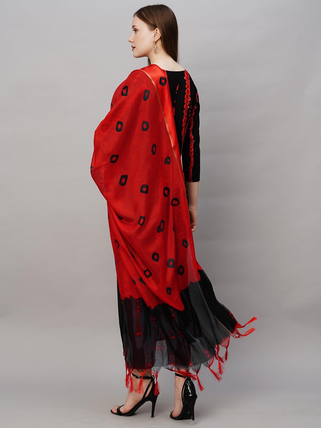 Gosriki Women'S Rayon Straight Printed Kurta With Pant & Dupatta (Sibori Black-Nw-Gs_S_Black_Small),Black,,B0C9QTP8KC