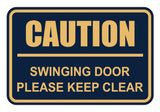 Signs ByLITA Classic Framed Caution Swinging Door Please Keep Clear Sign (Navy Blue/Gold) - Medium