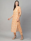 Gosriki Women'S Cotton Blend Printed Straight Kurta With Pant (Alohi Orange-N2W-Gs_Xxl_Orange_Xx-Large),Orange,2,B0C8DMN7CG