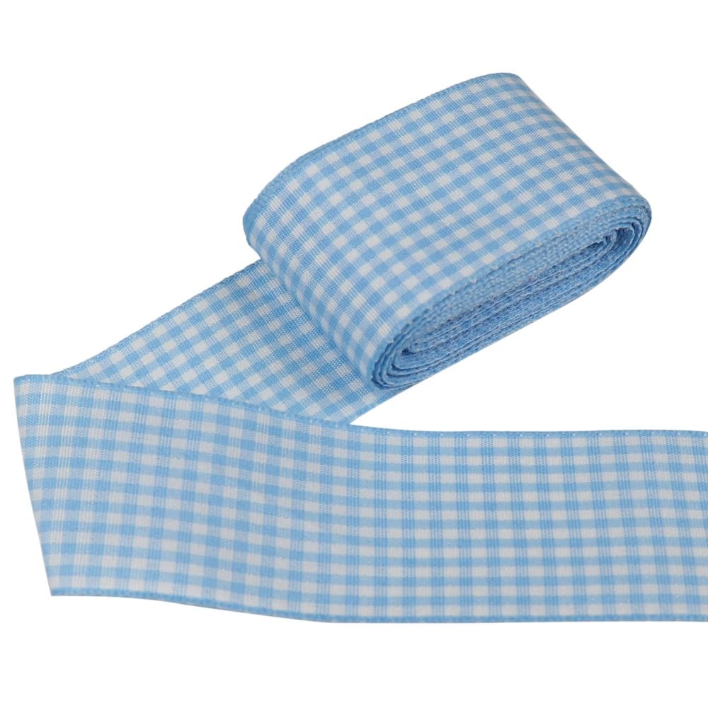 Gingham Ribbon Plaid Ribbon for Gift Wrapping Party Wedding Christmas Decoration (Light Sky Blue,1-1/2 (38mm) x 10 Yards)