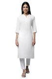 Aurelia Women's Cotton Solid Regular White Sheer Sucker Summer Basic Kurta (23FEA14092-605049 2XL)