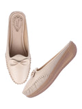 Shoetopia Stylish Comfortable Upper Bow Detailed Cream Slip-On Loafers For Girls-Eu36,Bronze,3,B0D5HDX864