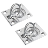 Bitray 2Pcs Square Flush Pull Ring 316 Marine Grade Boat Hatch Pull Handle - Silver (38x48mm)