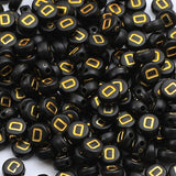 XIENBAOFU 100PCS Letter Beads 4X7mm Acrylic Alphabet Beads Gold Black Letter D Flat Round for Jewelry Making Bracelet Necklace K