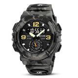 Skmei Sport Military Tactical Commando Digital-Analog Watch, Black Dial Abs Case Men'S Watch, Tpu Grey Camouflage Band, Waterpro