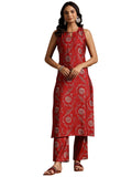 Libas Women'S Silk Blend Kurta Sets (36810_Red