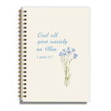LRVSYUIN Bible Journal for Woman, Christian Gifts for Teen Girls, Aesthetic Preppy Blue Flowers Hardcover Spiral Notebook for Bi