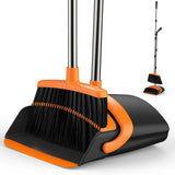 EZKEY Broom and Dustpan Set for Home, 51-in Long Adjustable Handle Angle Broom and Dustpan Combo Set with Dust Pan Teeth to Clea