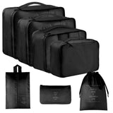 Meriox Travel Organizer Pouch Packing Cubes For Clothes, 7Pcs Set (Black)