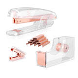 Alsisk Stapler,Clear Desk Stapler with 1000 Pieces Staples - Rose Gold (Stapler)