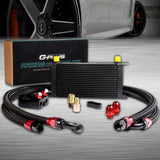 G-PLUS 19 Row AN10-10AN Aluminum Black Engine Transmisson Oil Cooler Kit & Oil Cooler Kit English-style B