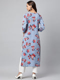 Gosriki Women'S Crepe Straight Printed Kurta (Sanju Blue_S-Go_Blue_Small),Blue,,B0B7NLC2LQ