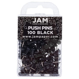 JAM PAPER Colorful Push Pins Black Pushpins 100/Pack