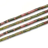 Adabele 52pcs Natural Unakite Jasper Healing Gemstone 13mm x 4mm Cylinder Tube Beads Gem Stone Spacer for Jewelry Making GH-H2