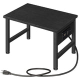 HOOBRO Printer Stand for Desk, Desktop Printer Stand with Charging Station, Small Printer Table with Storage Hook, Under Desk Pr