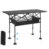ALPHA CAMP Folding Camping Table, Portable Roll-up Table with Adjustable Height, Large Storage Bag and Carrying Bag, Tall Alumin