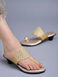 Shoetopia Classic Heeled Golden Kolhapuri For Women & Girls /Eu39,Golden,6,B0DFVHC53L