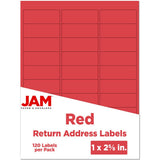 JAM PAPER Return Address Labels - Standard Mailing - 1 x 2 5/8 - Red - 120 Shipping Labels/Pack