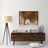 Woman In Traditional Sari Walking Towards Taj Mahal-Paper Art-50,,X38,,
