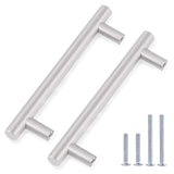 Gobrico Satin Nickel Cabinet Pulls 6-3/10 Hole Centers Brushed Nickel Cabinet Hardware Euro T Bar Stainless Steel Drawer Pulls D
