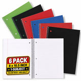 1InTheOffice College Ruled Spiral Notebook 8x11, Spiral Notebook, 1Subject Notebooks, Wirebound Spiral Notebooks, 70 Sheets (6 