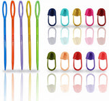 Thread And Work 24 Pcs (20 Locking Knitting Crochet Stitch Markers)Plastic Needle Large Eye (4 Plastic Needle )Sewing Yarn Needl