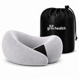 Grin Health Neck Pillow For Travelling, Memory Foam Travel Pillow With Adjustable Velcro | Chin & Side Stabilizer Ergonomic Neck