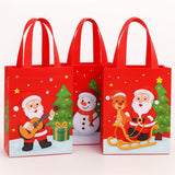 GLITREEPROPS 10 piece Large size Christmas theme Reusable Hand Carry Bags, DIY Canvas Colouring Kids Party Bags, Xmas Theme Part