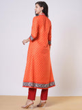 Anni Designer Women'S Rayon Viscose Anarkali Printed Kurta With Pant (Karidos Orange-Vks02_3Xl_Orange_Xxx-Large),Orange,3XL,,,