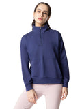 FYLTR Women's Casual Stand Collar Jacket with Drop Shoulder & Boxy Fit - Half Zipper | Utility Pockets | Rib Hem & Cuff,Bewitched Blue